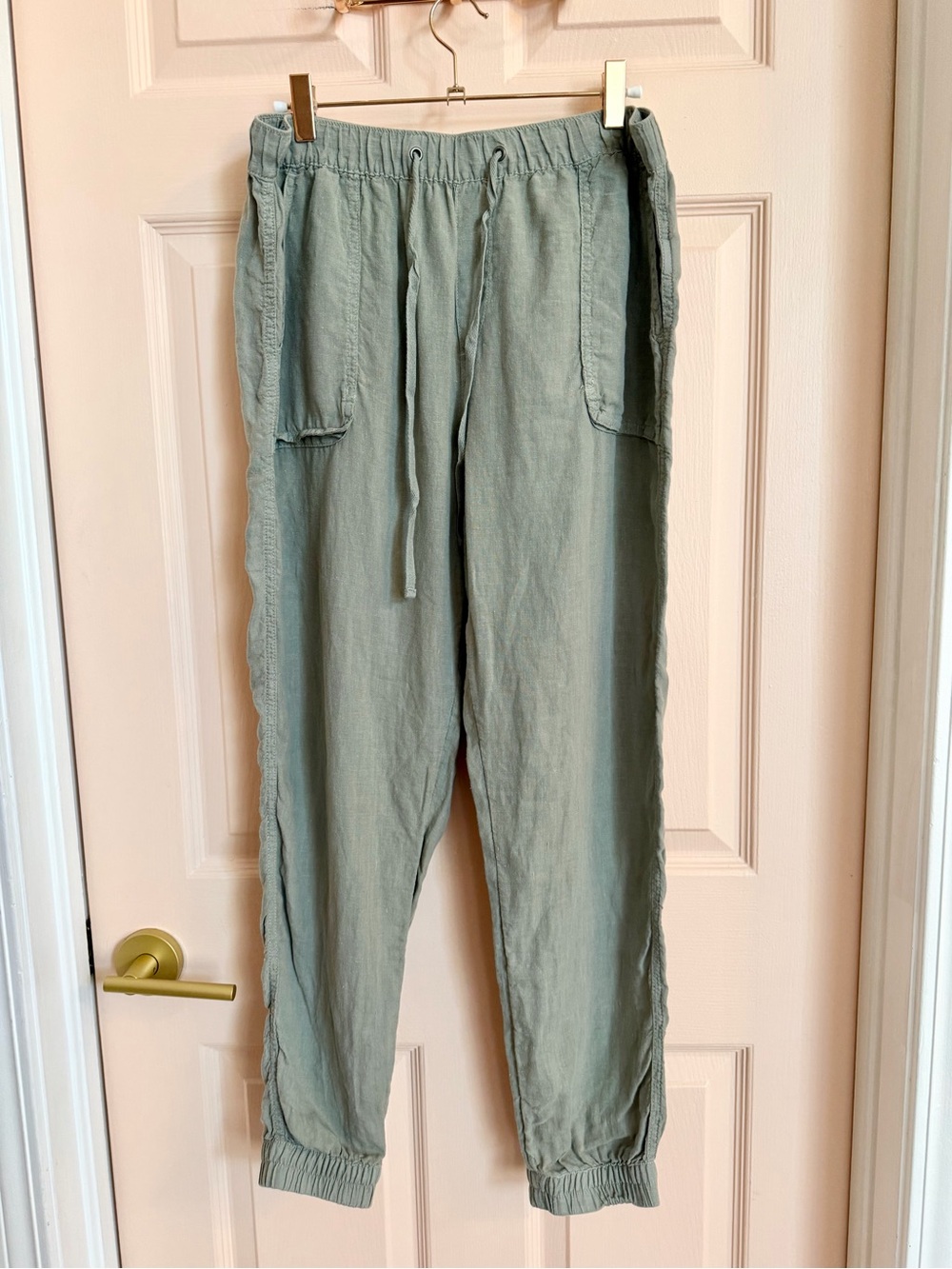C&C California Sage Green Drawstring Linen Blend Jogger Pants